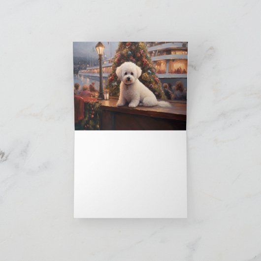 Bichon Frise Kerst Cruise: Pawsome Holiday Kaart (Binnen)