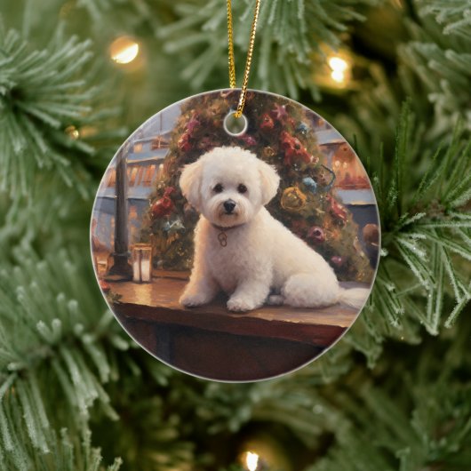 Bichon Frise Kerst Cruise: Pawsome Holiday Keramisch Ornament (Boom)
