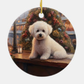 Bichon Frise Kerst Cruise: Pawsome Holiday Keramisch Ornament (Achterkant)