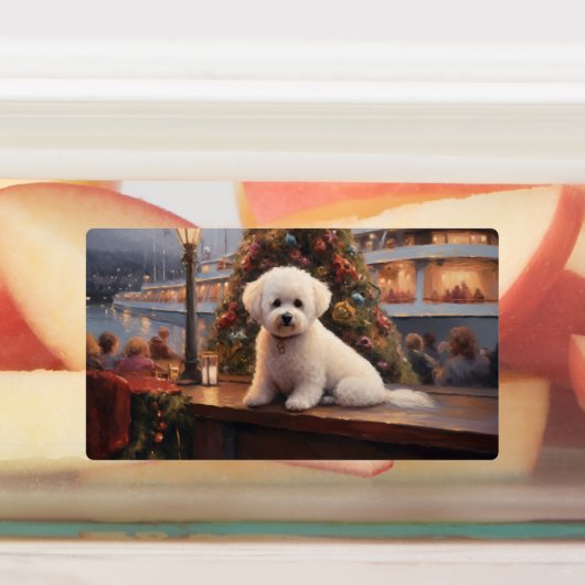 Bichon Frise Kerst Cruise: Pawsome Holiday Labels (Aangebracht)
