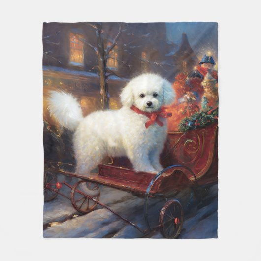 Bichon Frise Kerst Feestelijke Periode Fleece Deken (Voorkant)