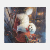 Bichon Frise Kerst Feestelijke Periode Fleece Deken (Voorkant (Horizontaal))