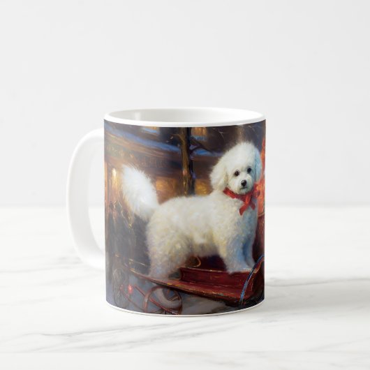 Bichon Frise Kerst Feestelijke Periode Koffiemok (Voorkant links)