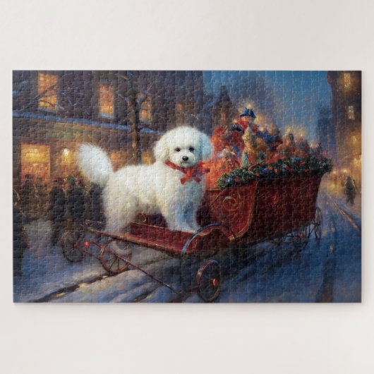 Bichon Frise Kerst Feestelijke Periode Legpuzzel (Horizontaal)