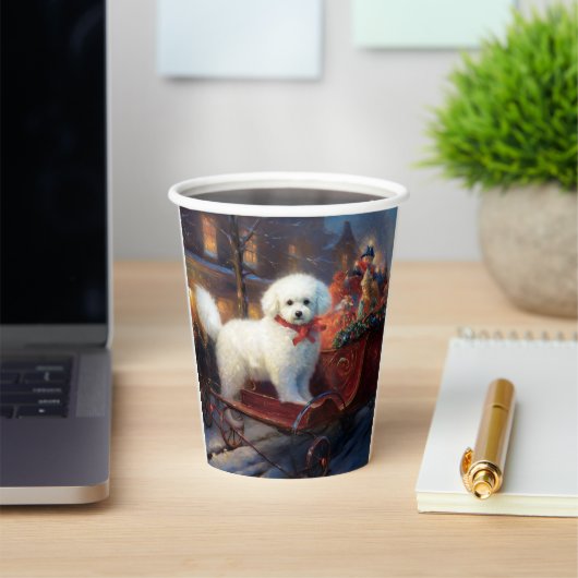 Bichon Frise Kerst Feestelijke Periode Papieren Bekers (Insitu)