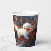 Bichon Frise Kerst Feestelijke Periode Papieren Bekers (Achterkant)