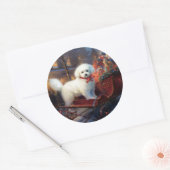 Bichon Frise Kerst Feestelijke Periode Ronde Sticker (Envelop)