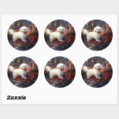 Bichon Frise Kerst Feestelijke Periode Ronde Sticker (Vel)