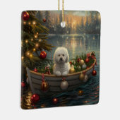 Bichon Frise Kerst Feestelijke Reis Keramisch Ornament (Rechts)