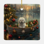 Bichon Frise Kerst Feestelijke Reis Keramisch Ornament (Achterkant)