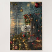 Bichon Frise Kerst Feestelijke Reis Legpuzzel (Verticaal)