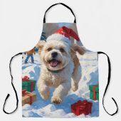 Bichon Frise Kerst Feestelijke Sneeuwscène Schort (Voorkant)