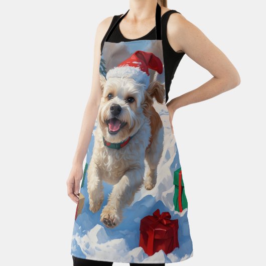 Bichon Frise Kerst Feestelijke Sneeuwscène Schort (Insitu)