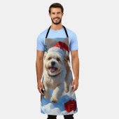 Bichon Frise Kerst Feestelijke Sneeuwscène Schort (Gedragen)