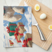 Bichon Frise Kerst Feestelijke Sneeuwscène Theedoek (Quarter Fold)