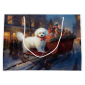Bichon Frise Kerst Feestelijke Tijd Groot Cadeauzakje (Voorkant)