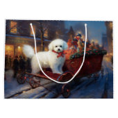 Bichon Frise Kerst Feestelijke Tijd Groot Cadeauzakje (Achterkant)