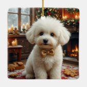 Bichon Frise Kerst Kunst Keramisch Ornament (Achterkant)