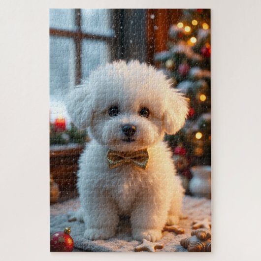 Bichon Frise Kerst Kunst Legpuzzel (Verticaal)