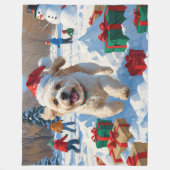 Bichon Frise Kerst Sneeuwscène Fleece Deken (Voorkant)