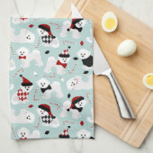Bichon Frise Kerstblauw keukenhanddoek (Quarter Fold)