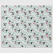 Bichon Frise kerstblauw omslagpapier Cadeaupapier (Vlak)