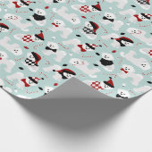 Bichon Frise kerstblauw omslagpapier Cadeaupapier (Hoek)
