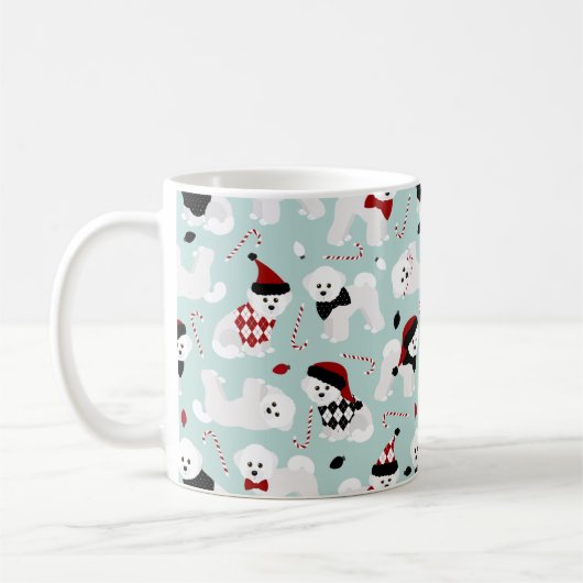 Bichon Frise kerstblauwe koffie Mok (Links)