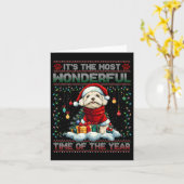 Bichon Frise Kerstboom Decoraties Hondenliefhebber Kaart (Gele Bloem)