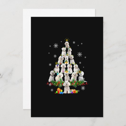 Bichon Frise kerstboom lampjes Funny Dog Xmas Kaart (Voorkant / Achterkant)