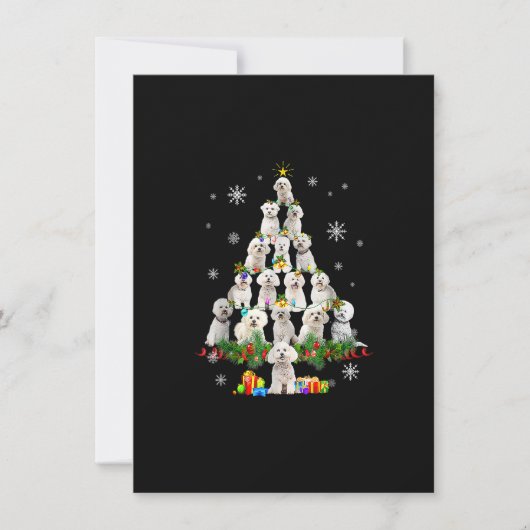 Bichon Frise kerstboom lampjes Funny Dog Xmas Kaart (Voorkant)