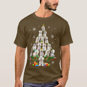 Bichon Frise kerstboom lampjes Funny Dog Xmas T-shirt