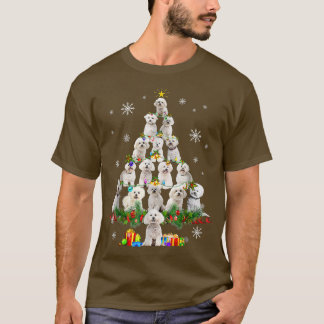 Bichon Frise kerstboom lampjes Funny Dog Xmas T-shirt