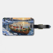 Bichon Frise Kerstboot Vakantie Bagagelabel (Achterkant horizontaal)