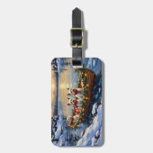Bichon Frise Kerstboot Vakantie Bagagelabel (Voorkant verticaal)