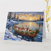 Bichon Frise Kerstboot Vakantie Kaart (Gele Bloem)