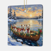 Bichon Frise Kerstboot Vakantie Keramisch Ornament (Links)