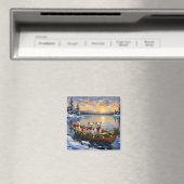 Bichon Frise Kerstboot Vakantie Magneet (Insitu (Vaatwasser))