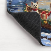 Bichon Frise Kerstboot Vakantie Muismat (Hoek)