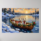 Bichon Frise Kerstboot Vakantie Poster (Voorkant)