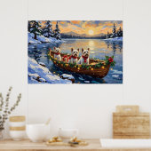 Bichon Frise Kerstboot Vakantie Poster (Keuken)