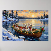 Bichon Frise Kerstboot Vakantie Poster (Voorkant)
