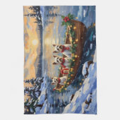 Bichon Frise Kerstboot Vakantie Theedoek (Verticaal)