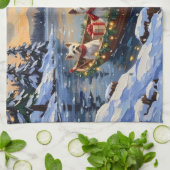 Bichon Frise Kerstboot Vakantie Theedoek (Gevouwen)