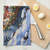 Bichon Frise Kerstboot Vakantie Theedoek (Quarter Fold)