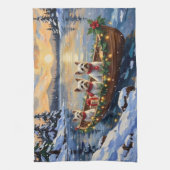 Bichon Frise Kerstboot Vakantie Theedoek (Verticaal)