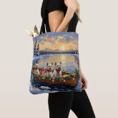 Bichon Frise Kerstboot Vakantie Tote Bag (Dichtbij)