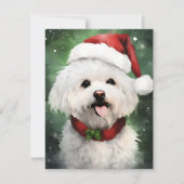 Bichon Frise Kerstborstel schilderen kunstwerk Feestdagenkaart (Voorkant)