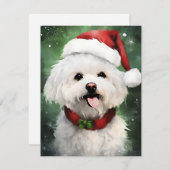 Bichon Frise Kerstborstel schilderen kunstwerk Feestdagenkaart (Voorkant / Achterkant)