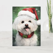 Bichon Frise Kerstborstel schilderen kunstwerk Kaart (Voorkant)